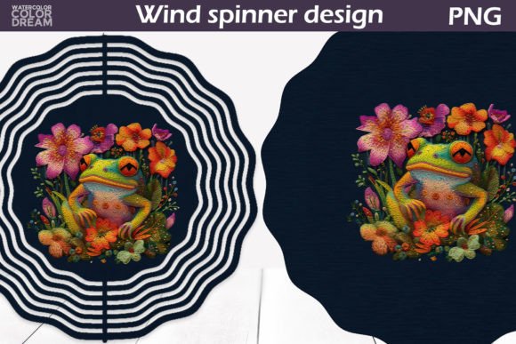 Frog Embroidery Wind Spinner